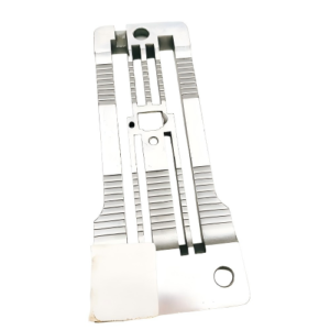 *"Close-up of the Yamato #0068490 needle plate, showing precision stitching holes and stainless steel construction. Compatible with industrial sewing machines for heavy fabrics."*