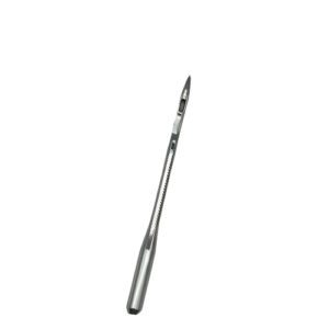 Close-up of Newlong DR-H30 size 26# industrial sewing machine needle for heavy fabrics.*