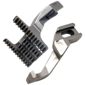 *"Close-up of the Siruba H501+582 feed dog, showcasing its robust teeth design for heavy fabrics. A reliable upgrade for industrial sewing machines."*