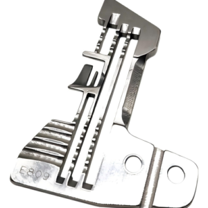 *"Close-up of the Siruba #E809A needle plate showing precision needle hole and smooth surface for flawless fabric feeding.